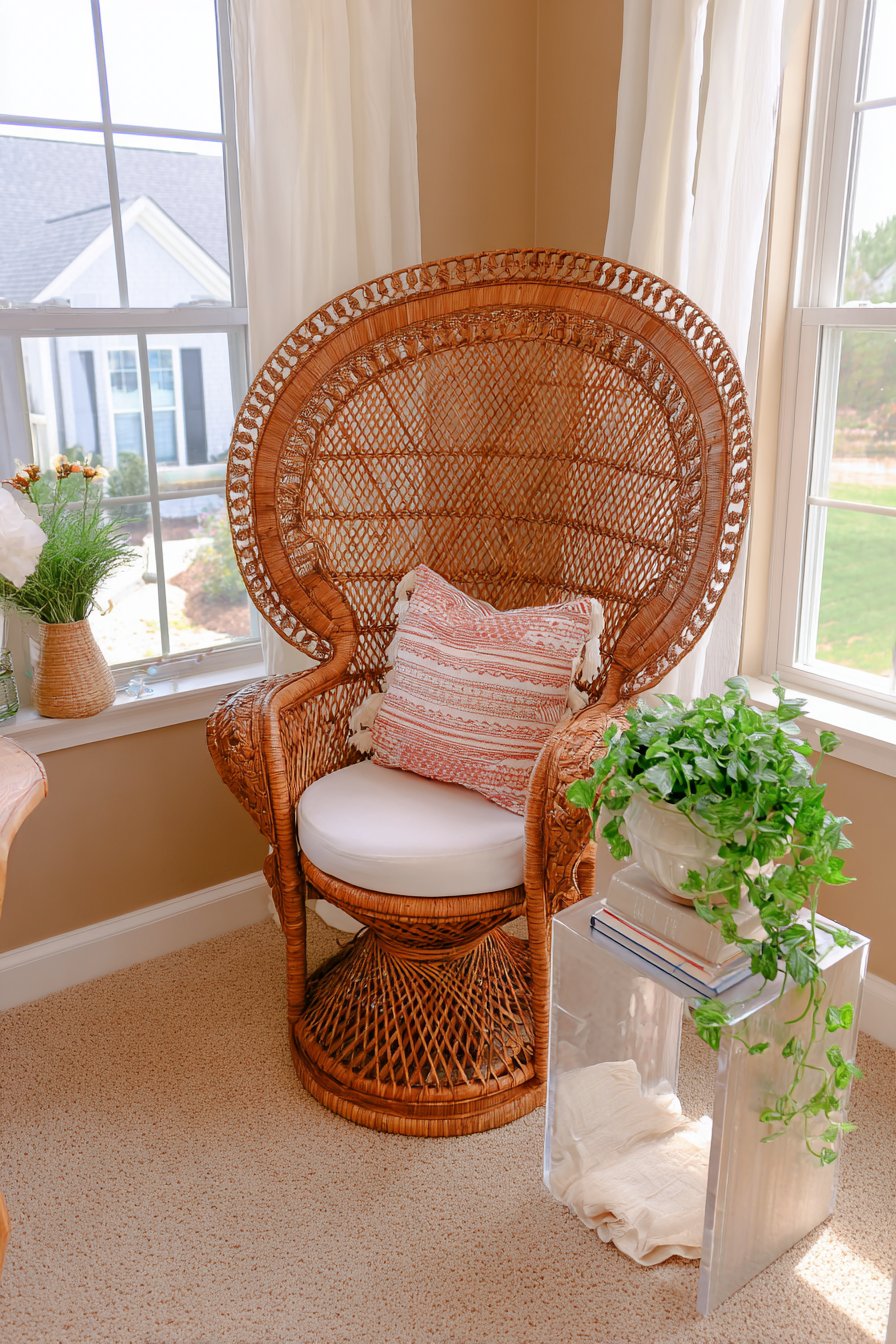 Global Peacock Chair Corner Vignette