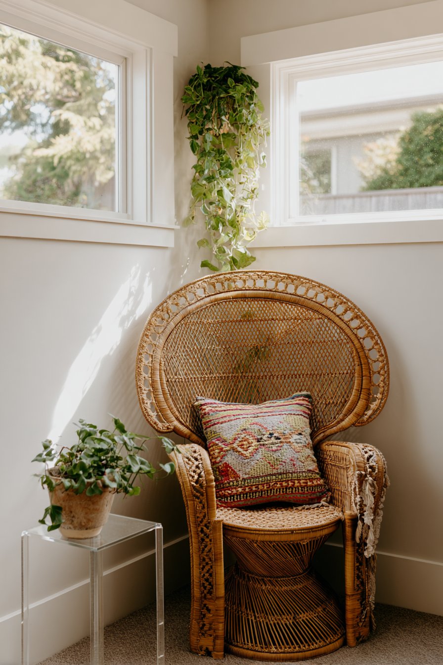 Global Peacock Chair Corner Vignette