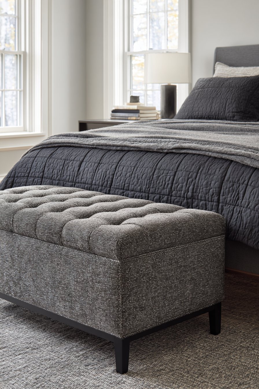 Tufted Storage Bench Functionality