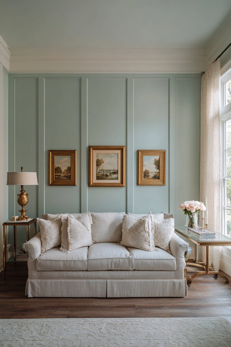 Transitional Board and Batten Sage Green Wall