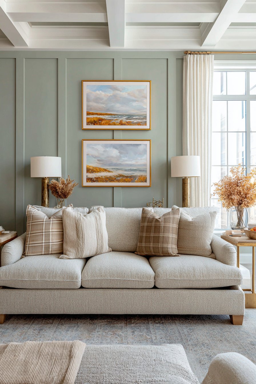 Transitional Board and Batten Sage Green Wall