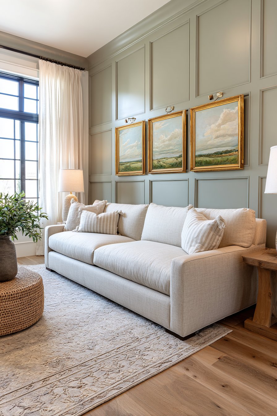 Transitional Board and Batten Sage Green Wall