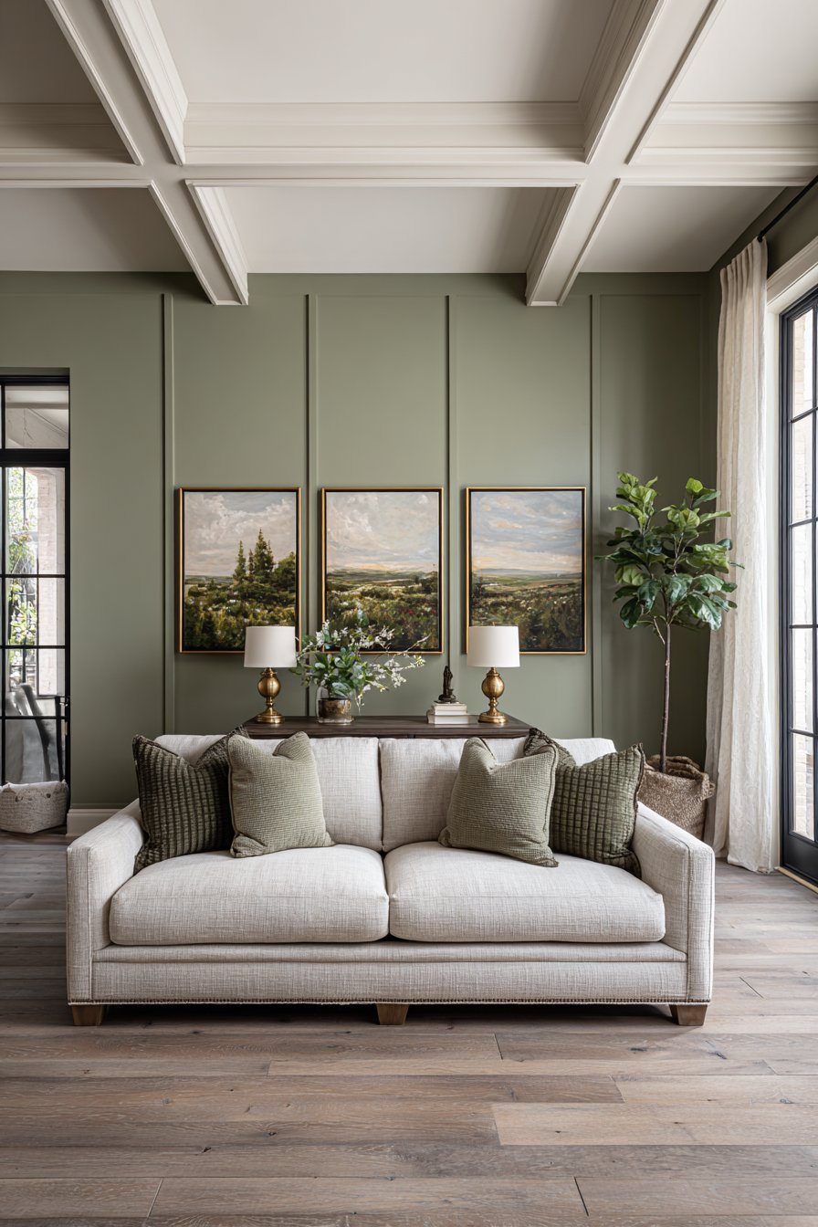 Transitional Board and Batten Sage Green Wall