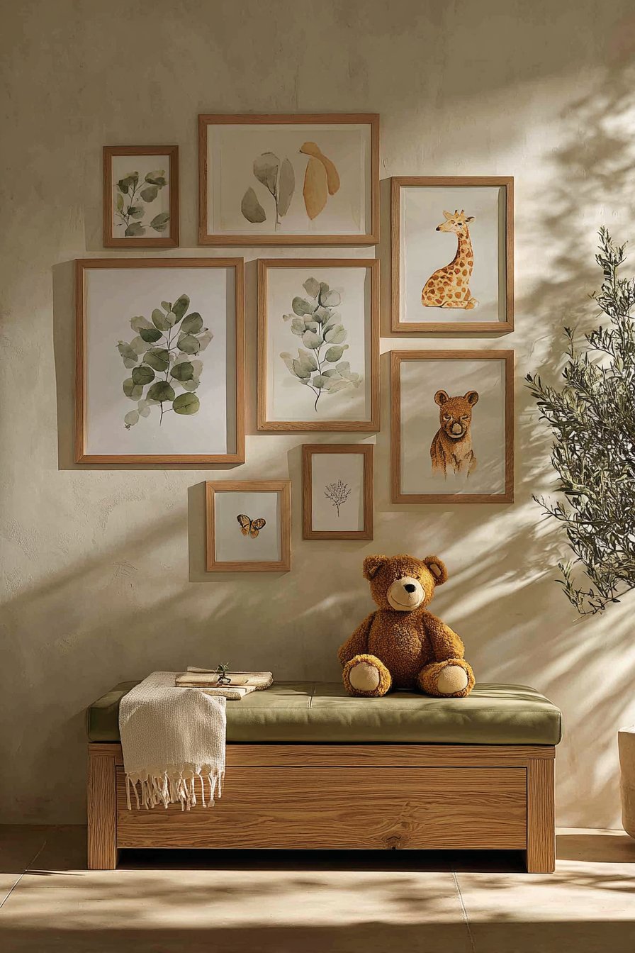 Curated Gallery Wall with Olive Green Mats