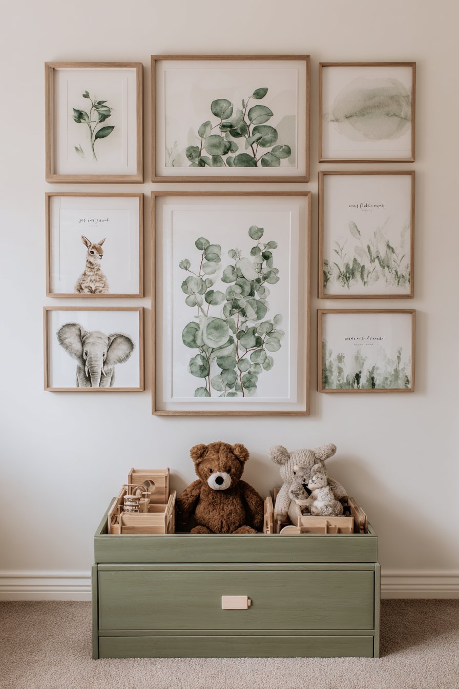 Curated Gallery Wall with Olive Green Mats