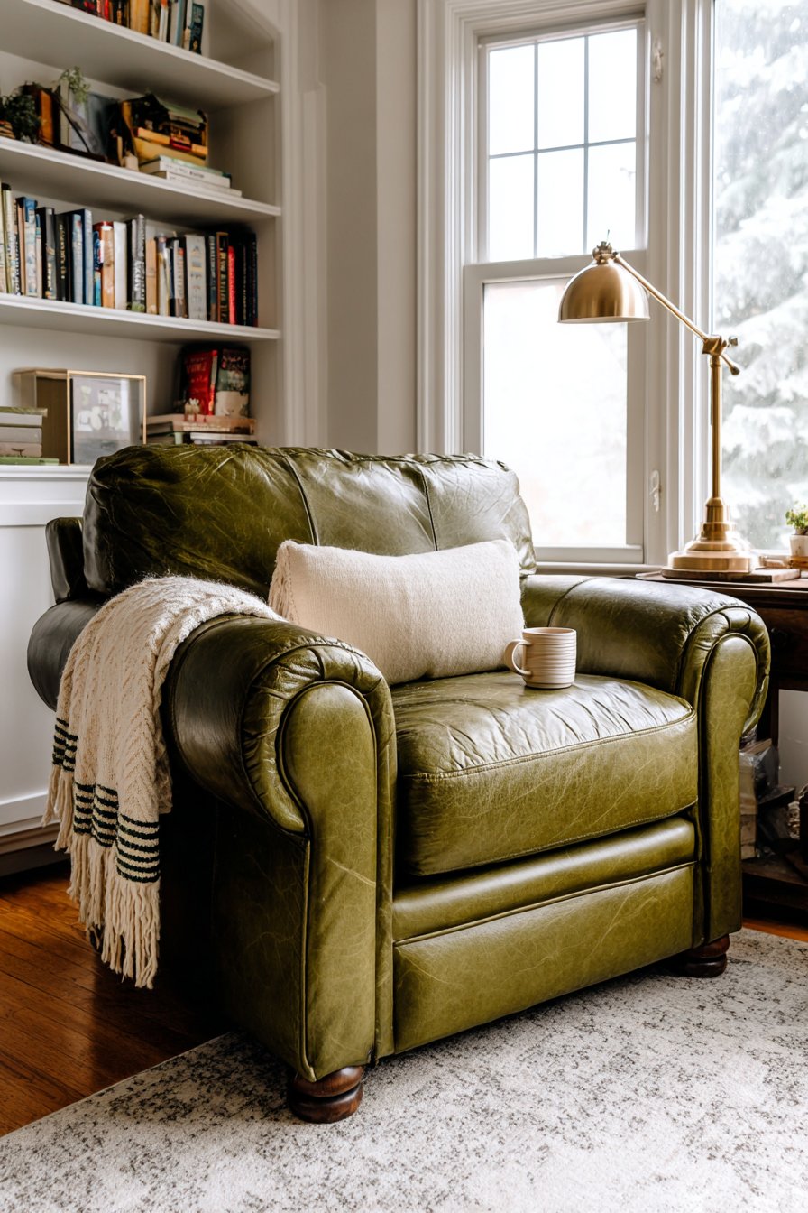 Cozy Reading Nook with Leather Chair