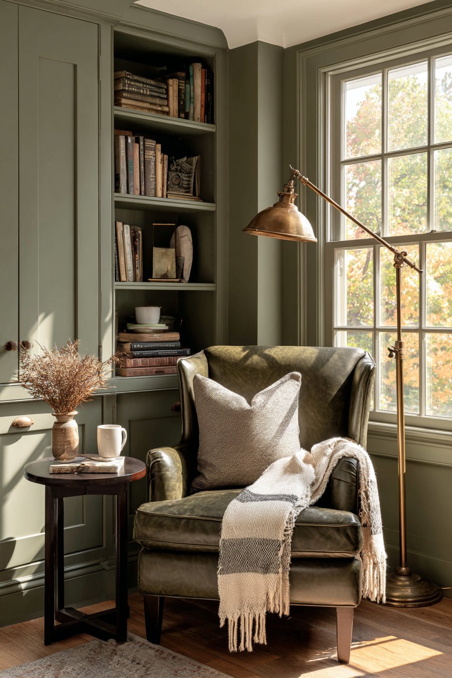 Cozy Reading Nook with Leather Chair
