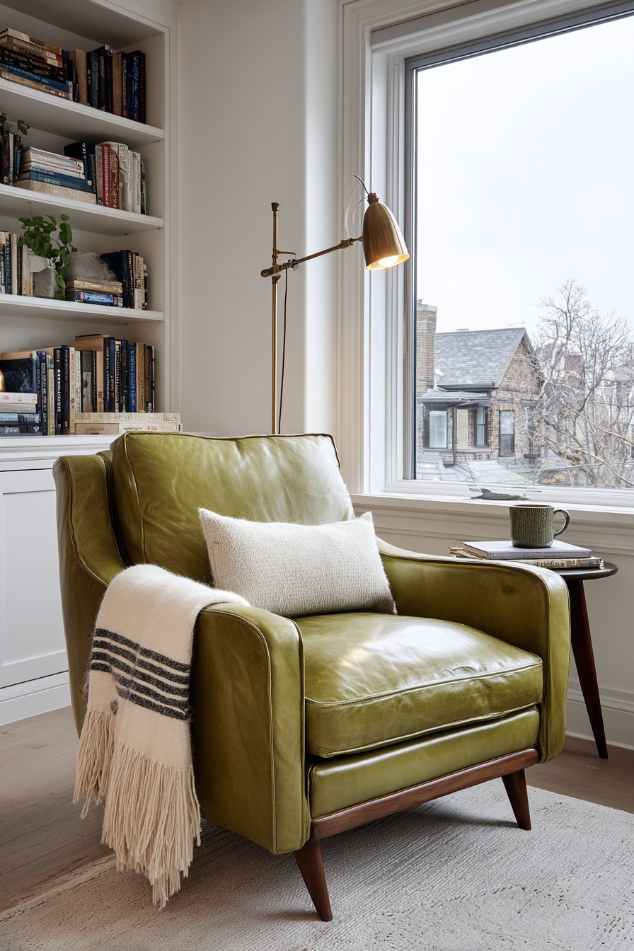 Cozy Reading Nook with Leather Chair