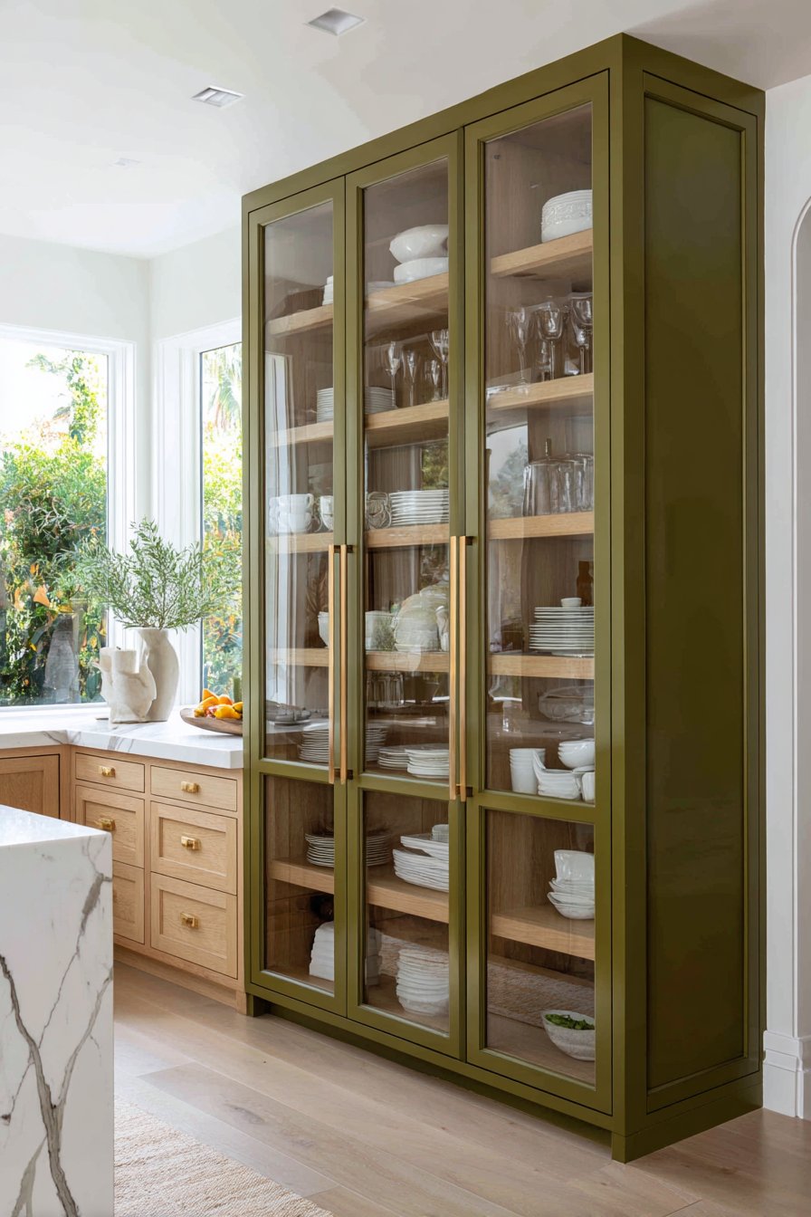 Olive Green Cabinet Interior Accent
