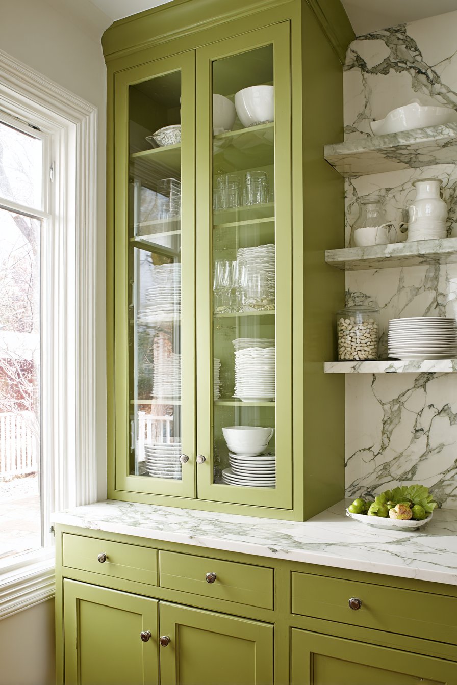 Olive Green Cabinet Interior Accent