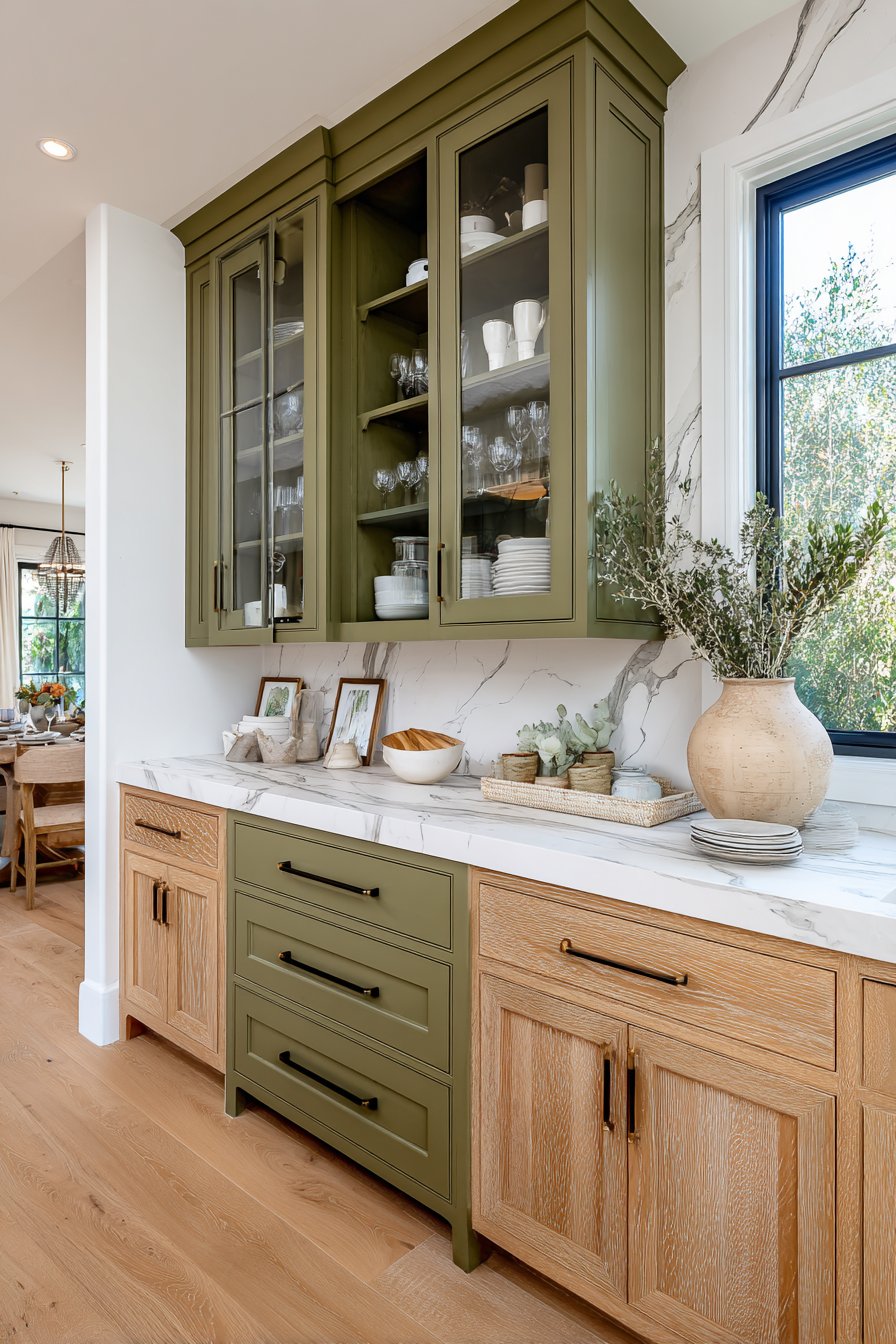 Olive Green Cabinet Interior Accent