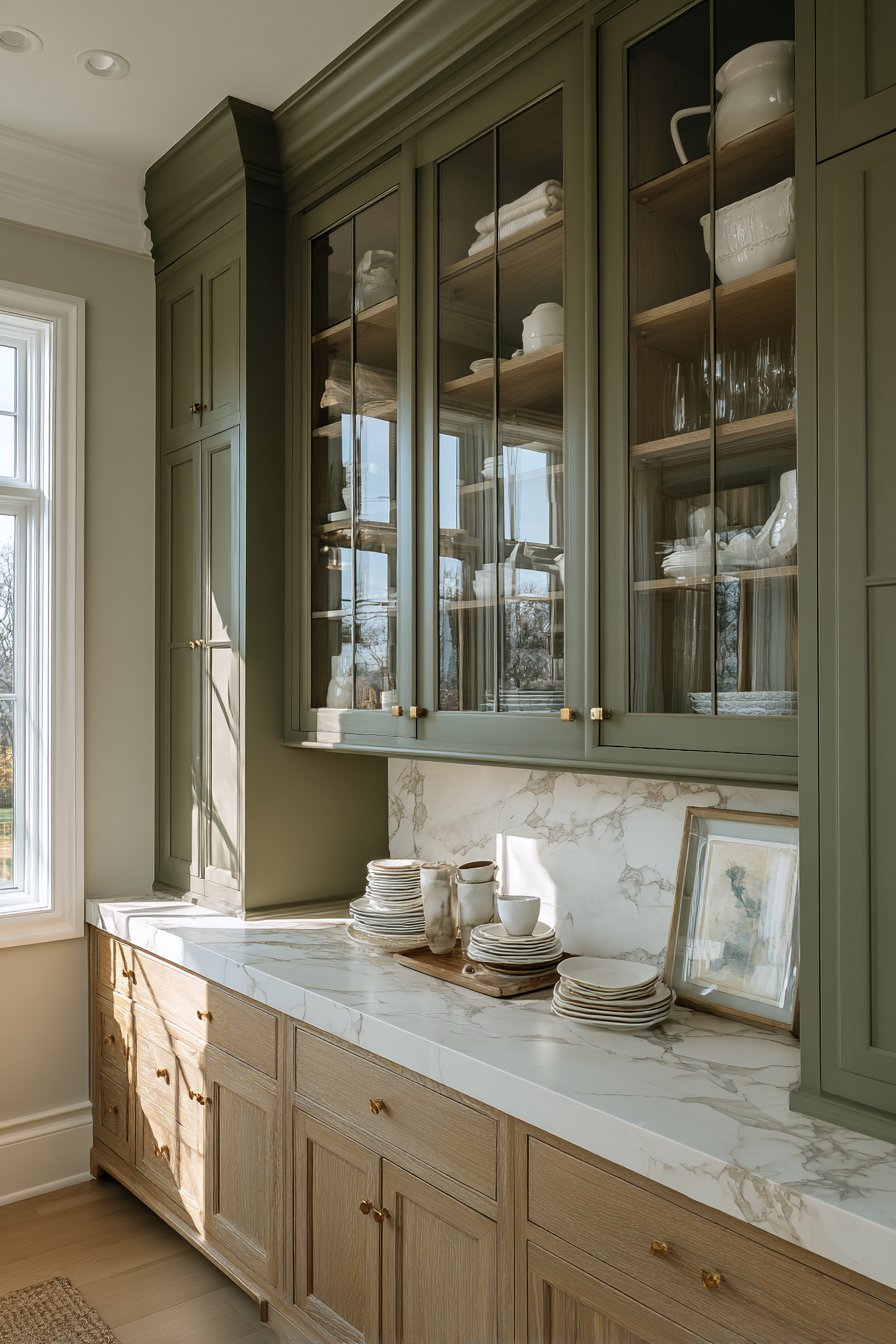 Olive Green Cabinet Interior Accent