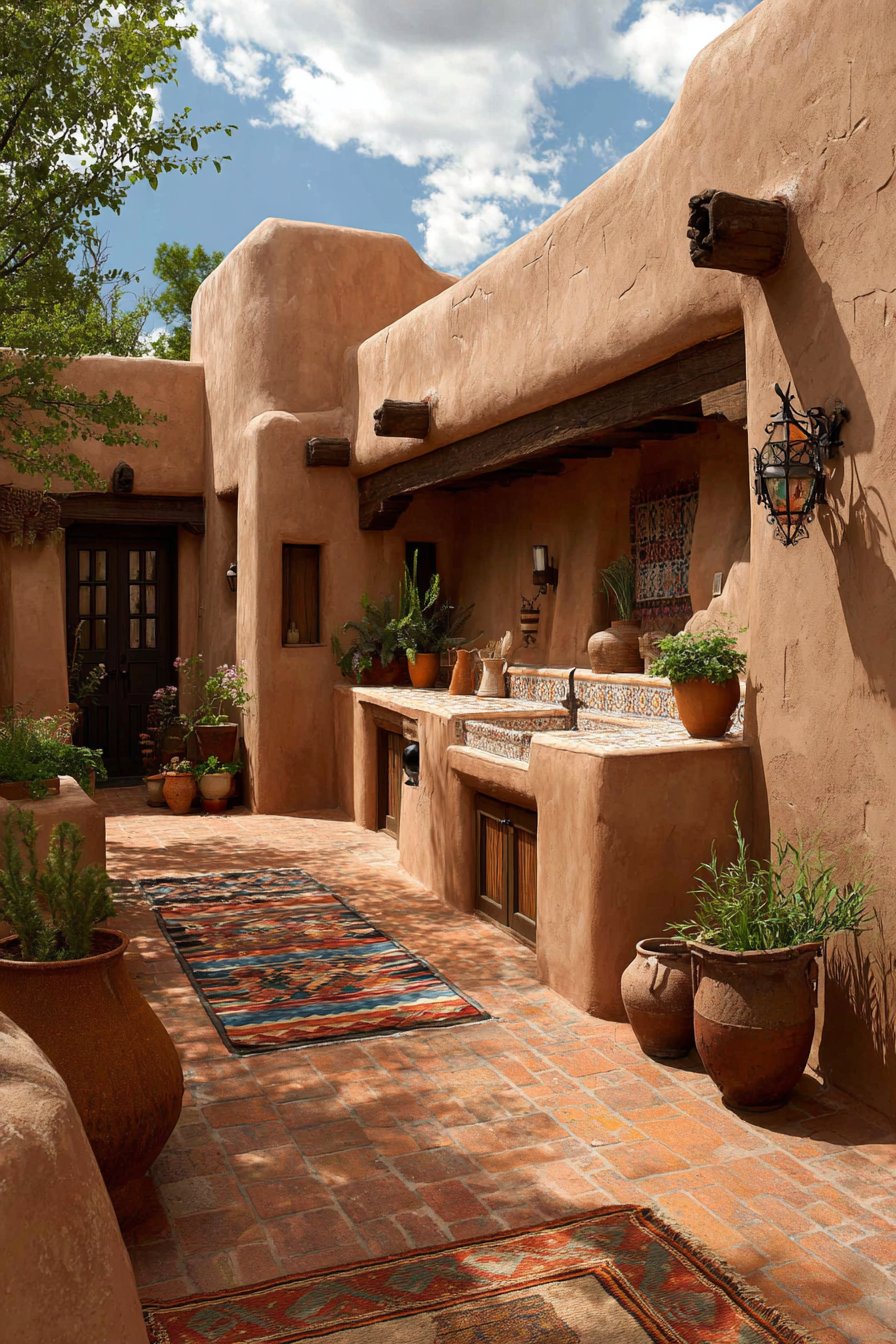 Southwestern Adobe Laundry Courtyard
