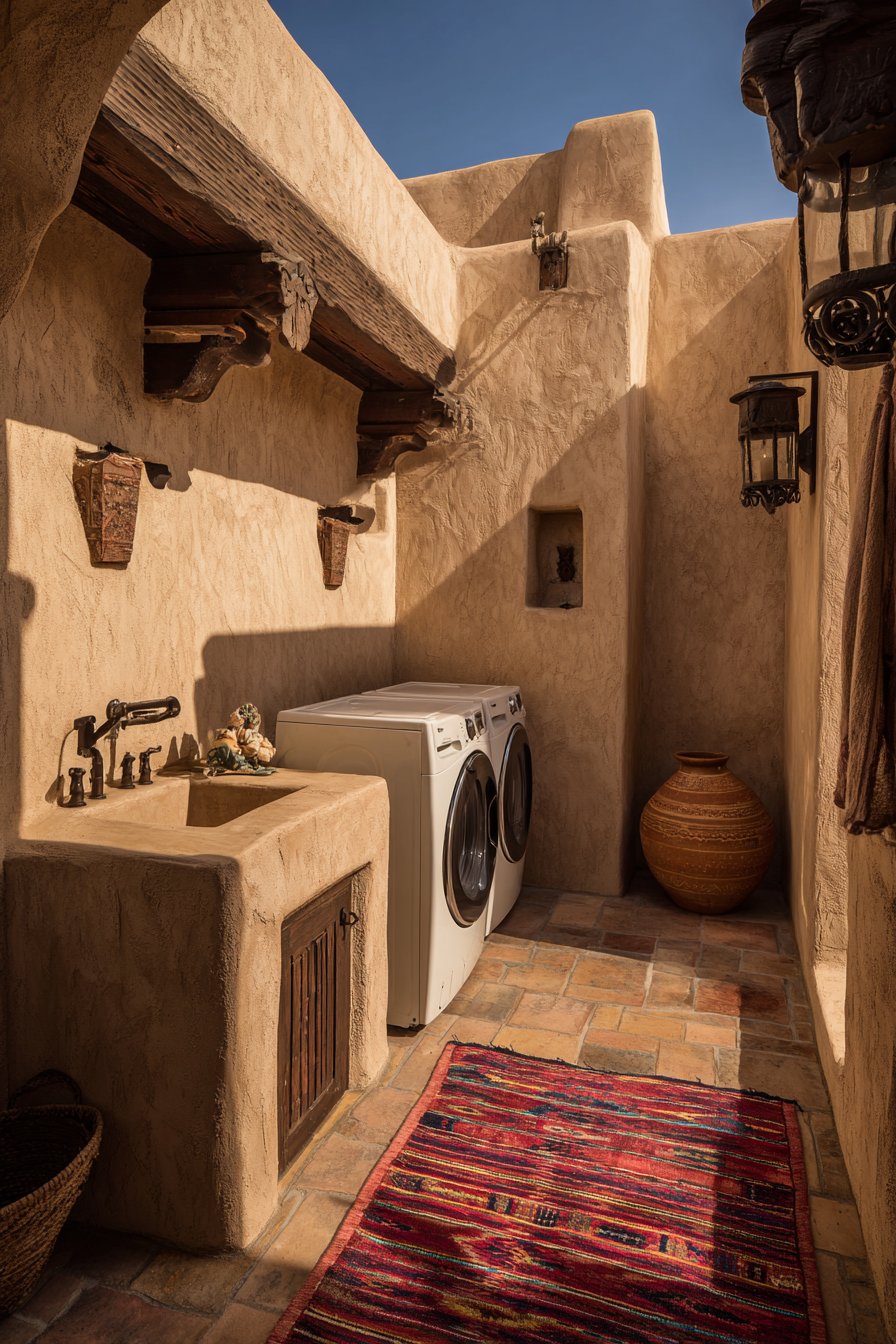 Southwestern Adobe Laundry Courtyard