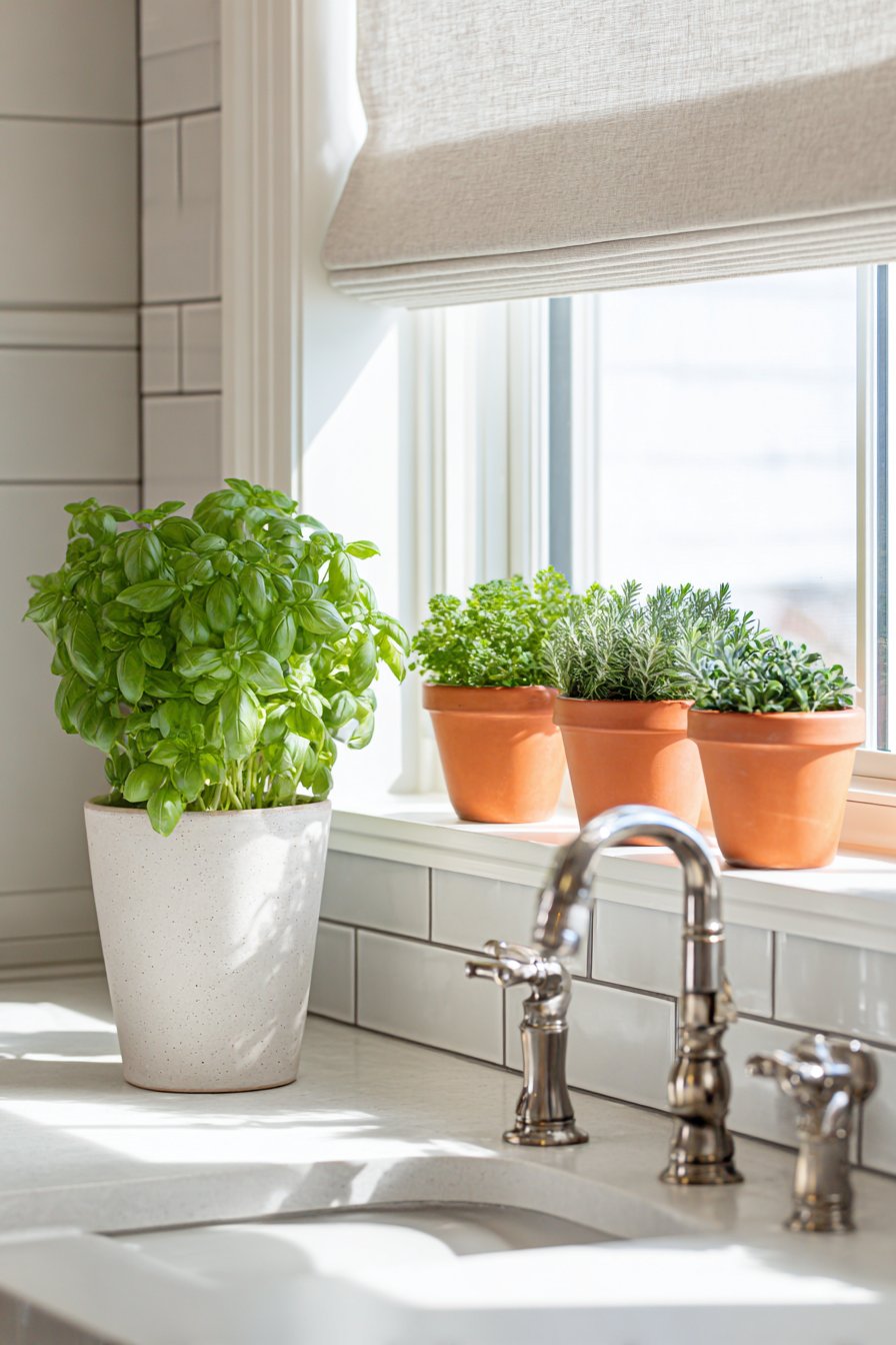 Simple Window Treatment with Herb Garden