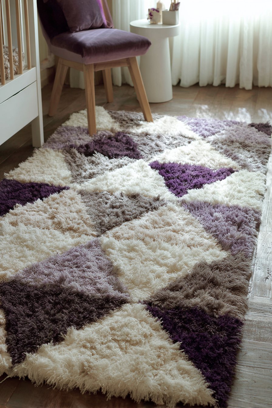 Geometric Rug Anchoring Modern Seating Area