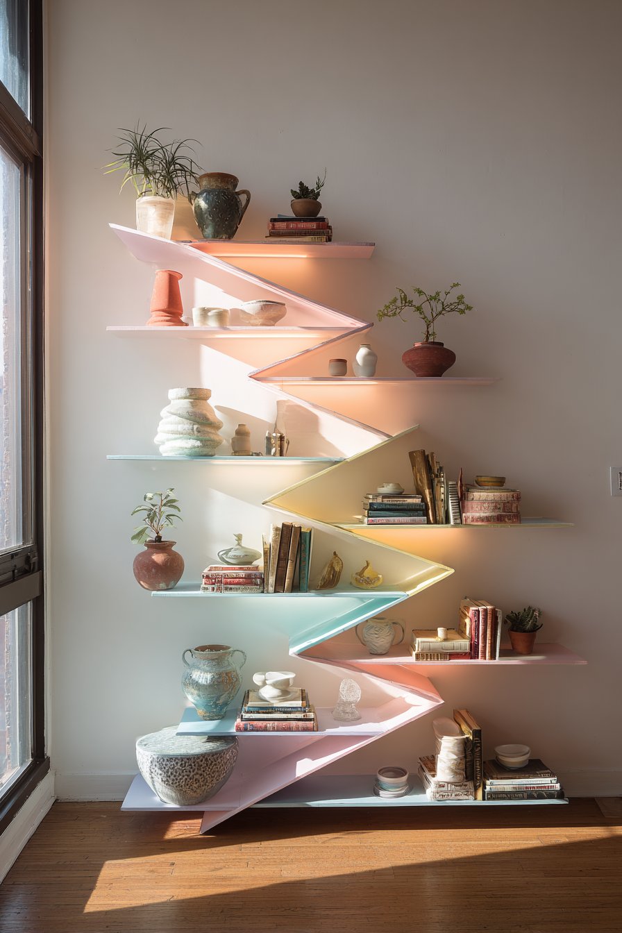Graduated Pastel Shelving Display