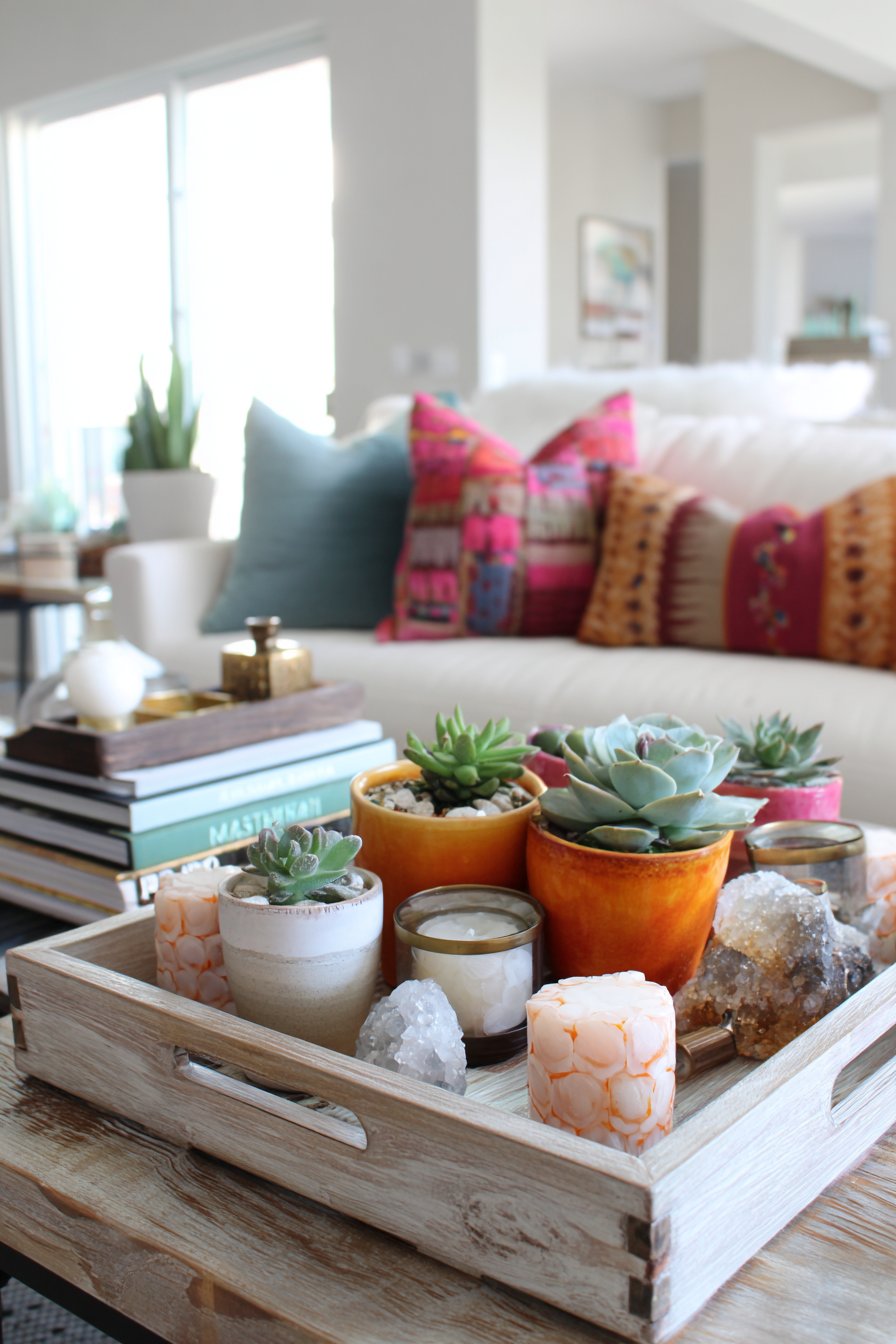 Layered Coffee Table Styling with Collected Objects