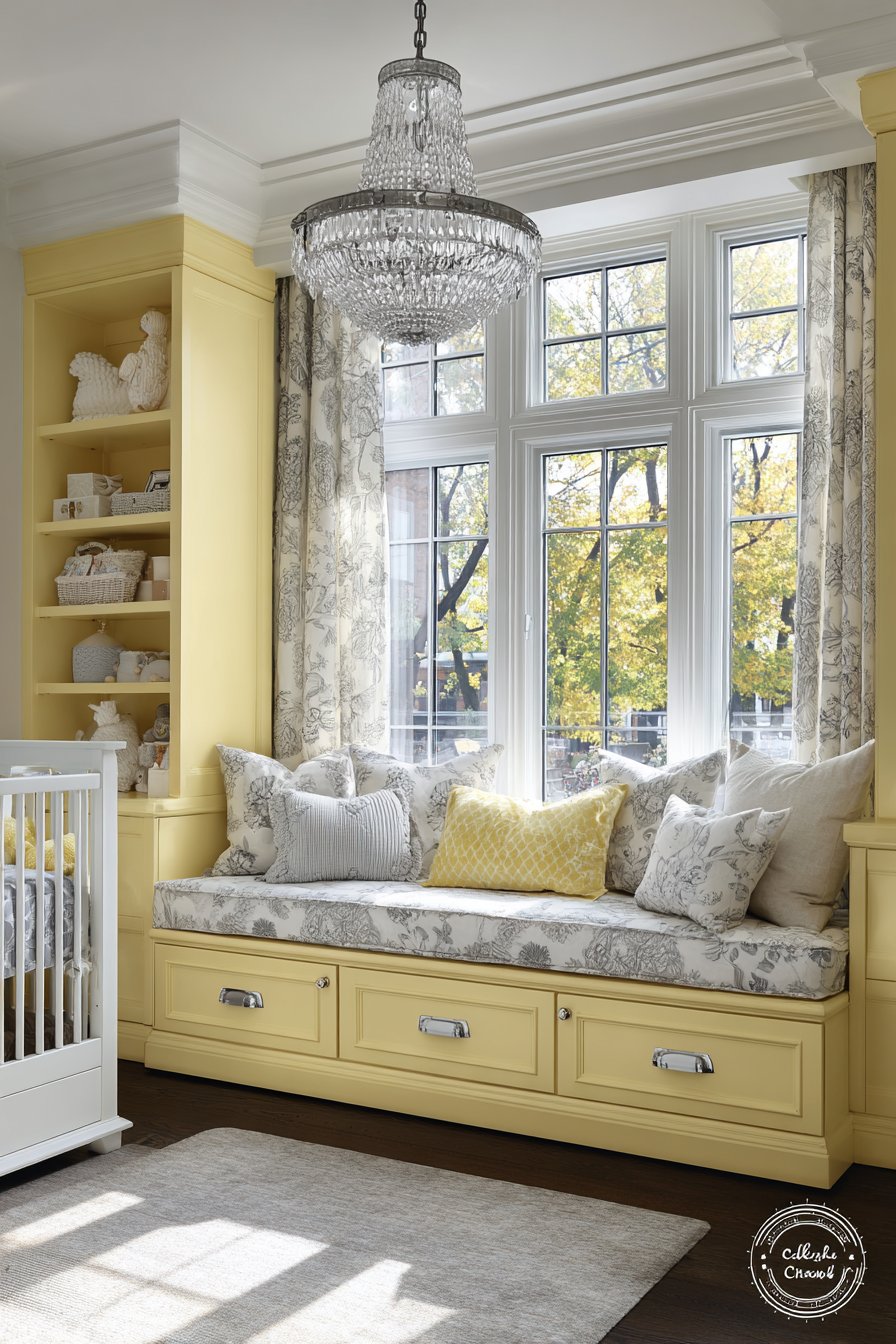 Custom Yellow Window Seat with Storage