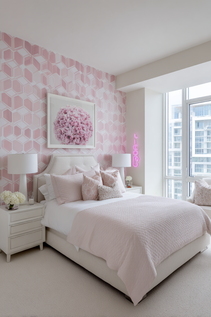 Contemporary Pink Geometric Wallpaper