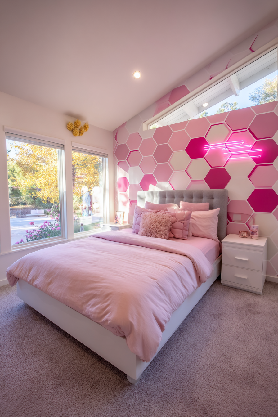 Contemporary Pink Geometric Wallpaper