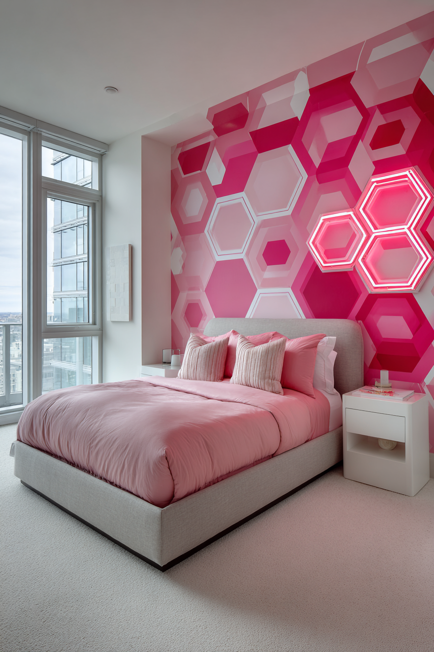 Contemporary Pink Geometric Wallpaper