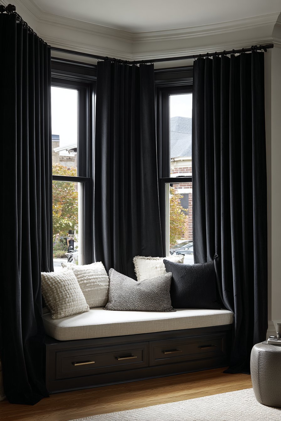 Luxurious Black Velvet Window Treatments