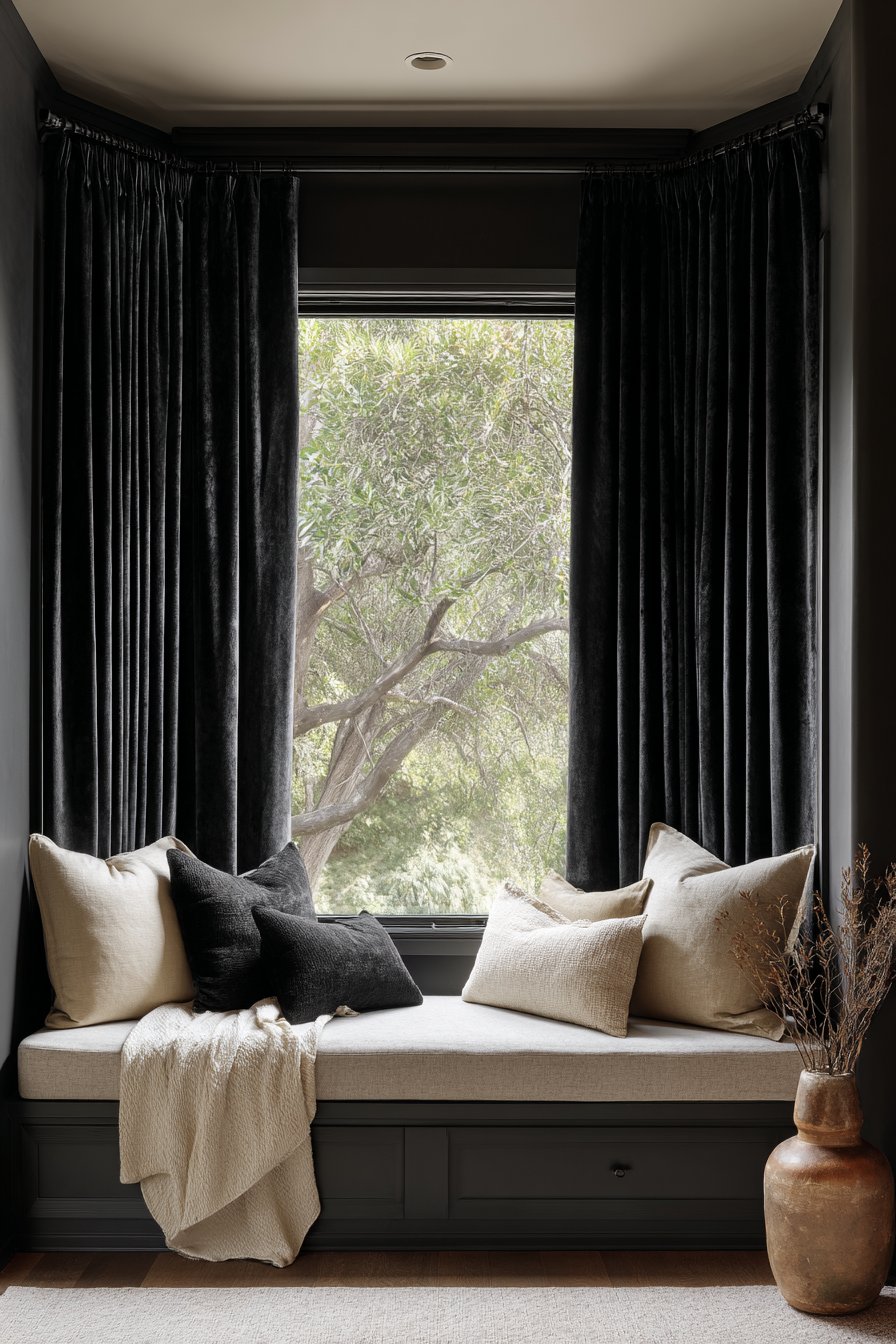 Luxurious Black Velvet Window Treatments