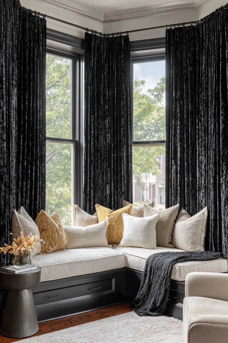 Luxurious Black Velvet Window Treatments