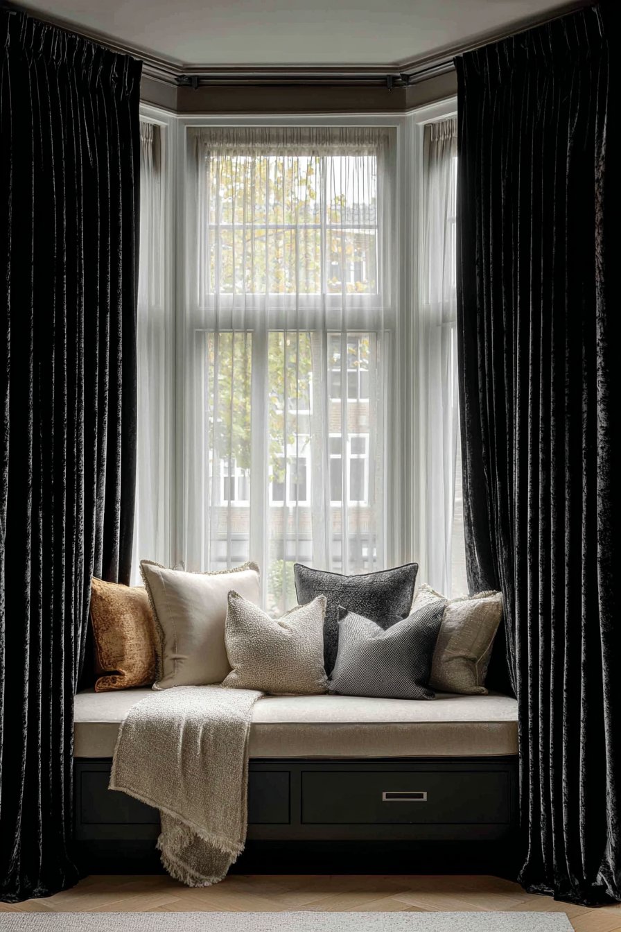 Luxurious Black Velvet Window Treatments