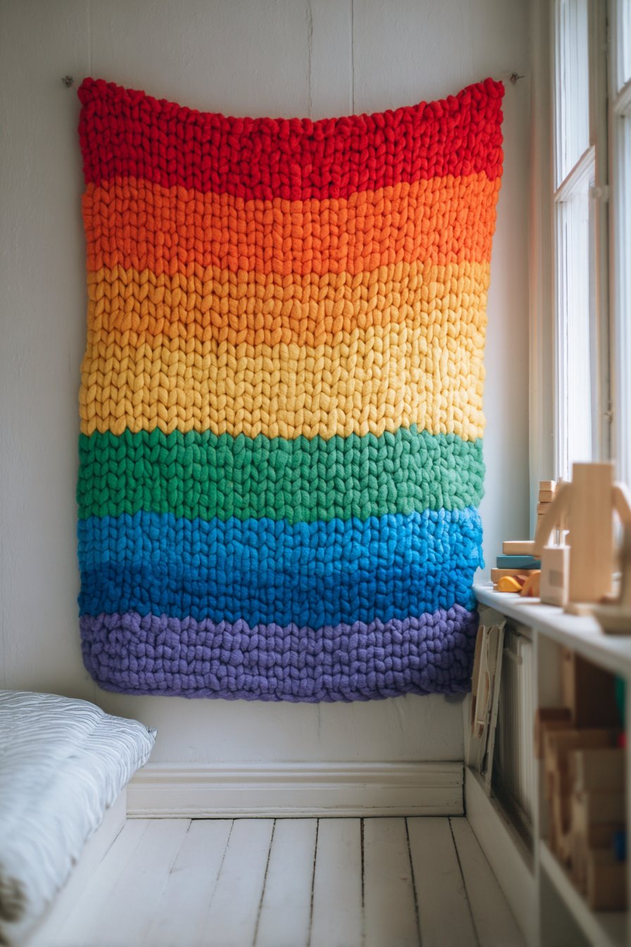 Textile Art Rainbow Wall Hanging