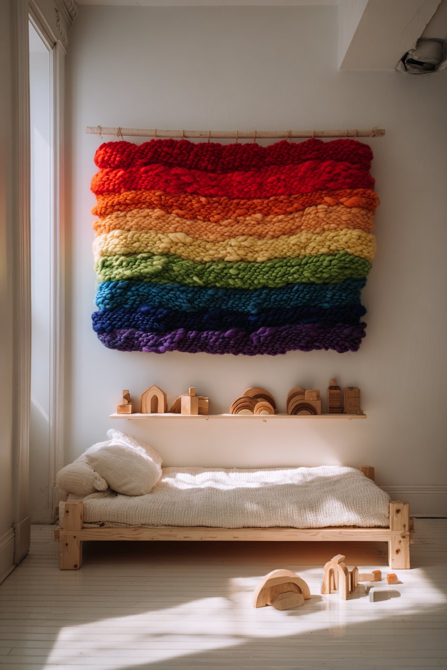 Textile Art Rainbow Wall Hanging
