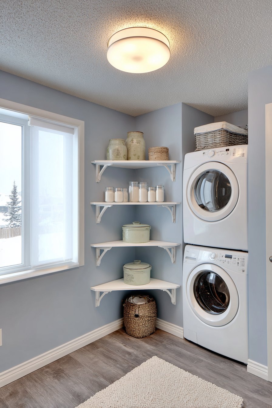 Corner Installation with L-Shaped Shelving