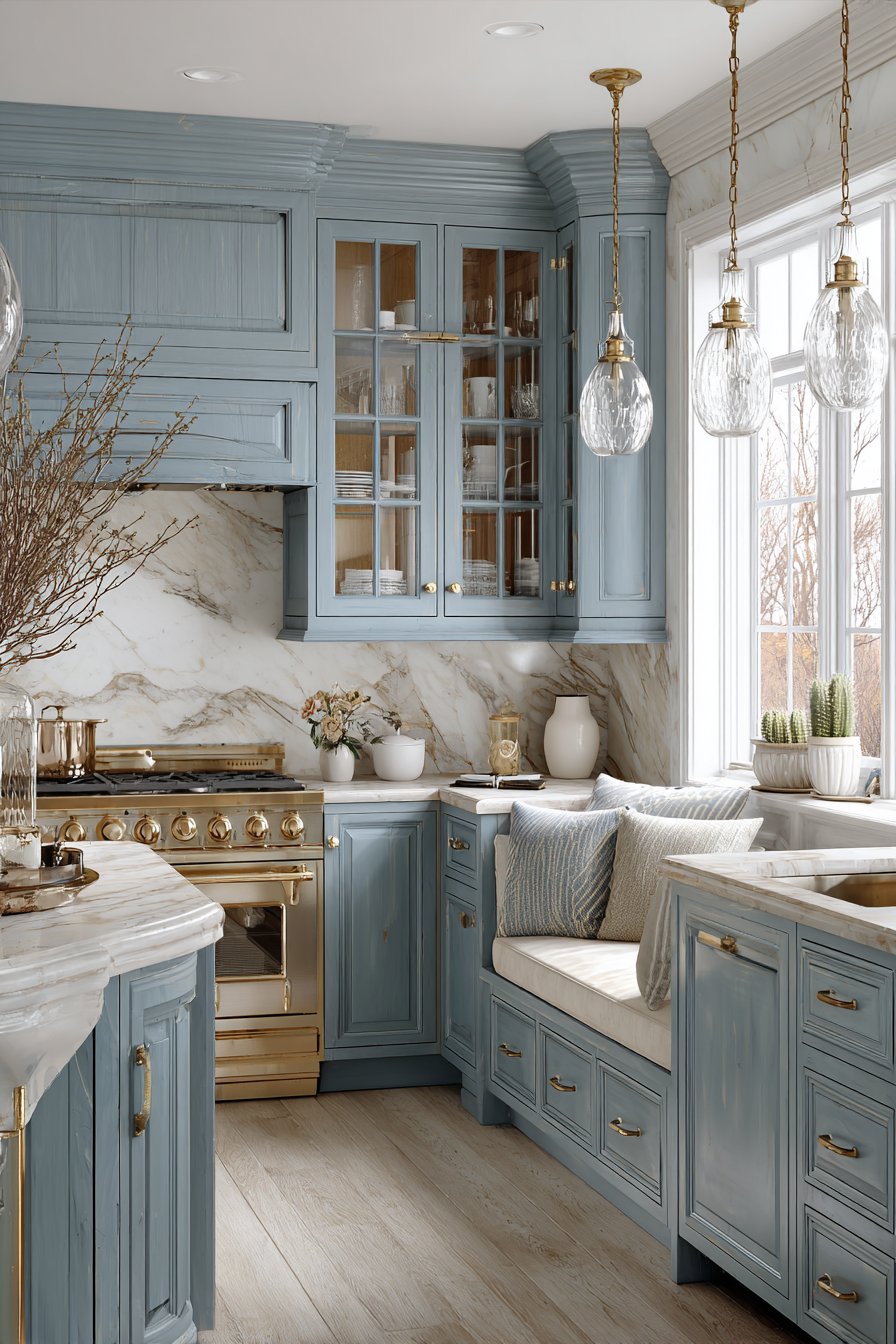 Gray-Blue U-Shaped Layout