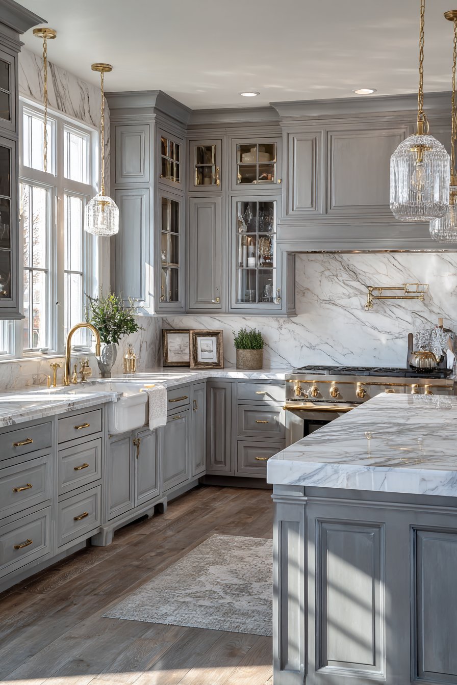 Gray-Blue U-Shaped Layout