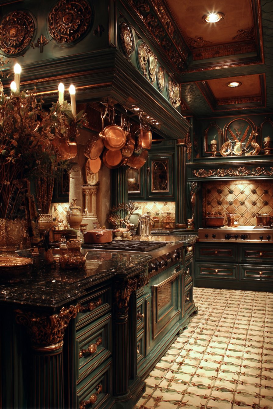 Victorian Jade Green with Ornate Details