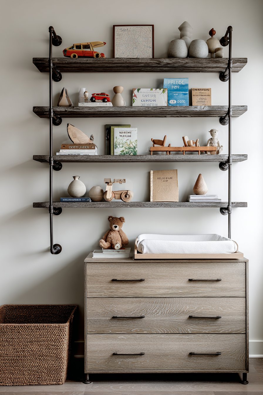 Reclaimed Wood Open Shelving Display
