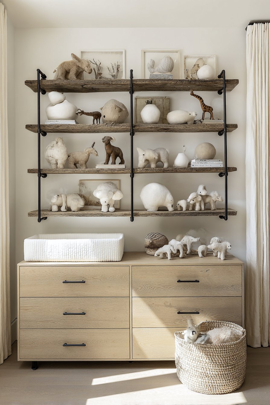 Reclaimed Wood Open Shelving Display