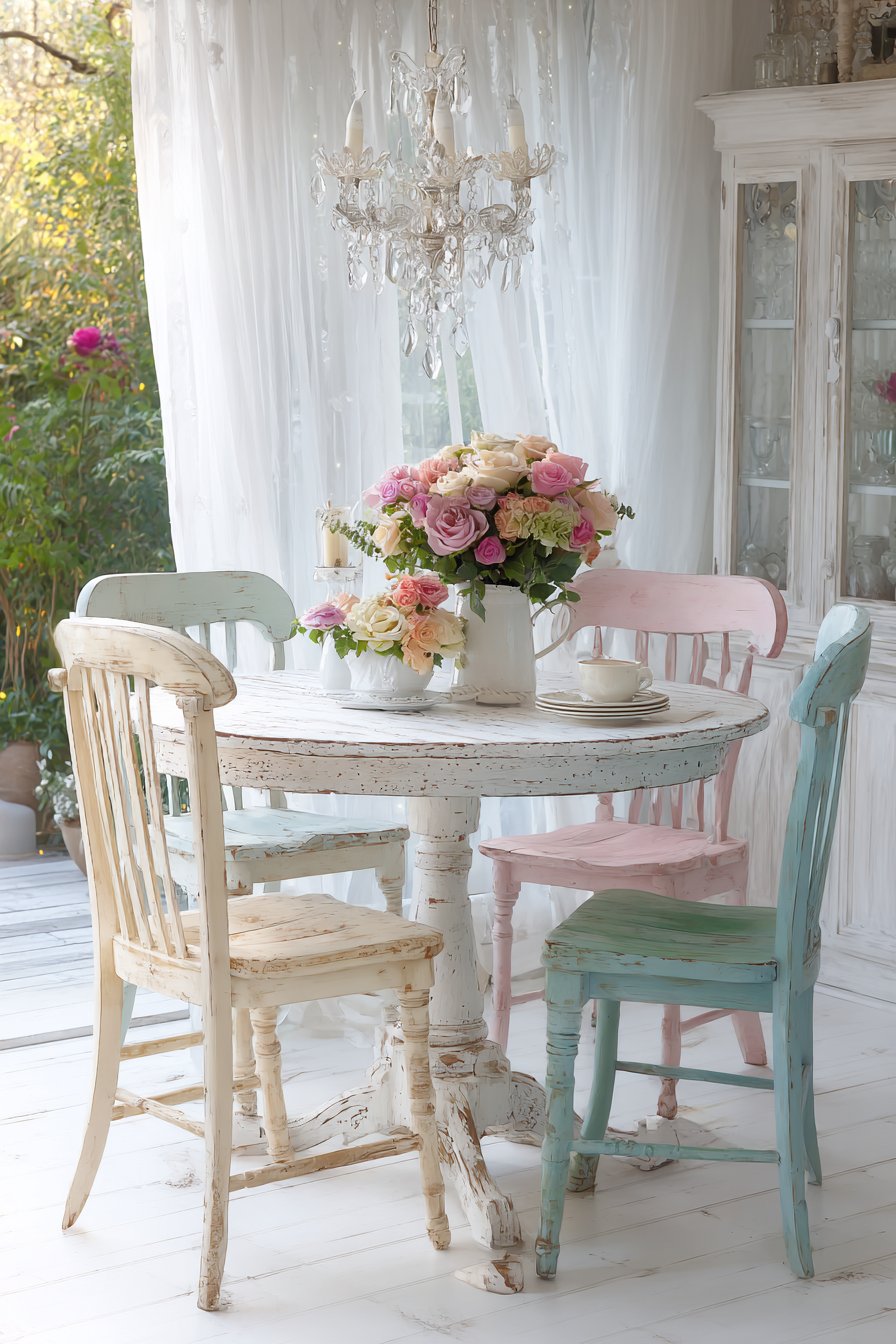 Eclectic Dining Area with Mismatched Chairs