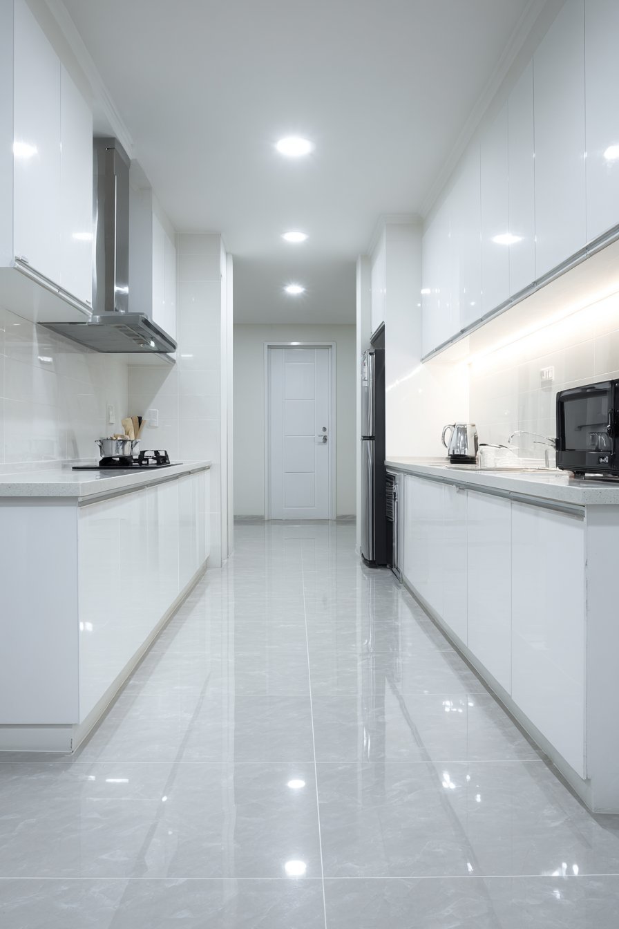 Bright White Galley Kitchen