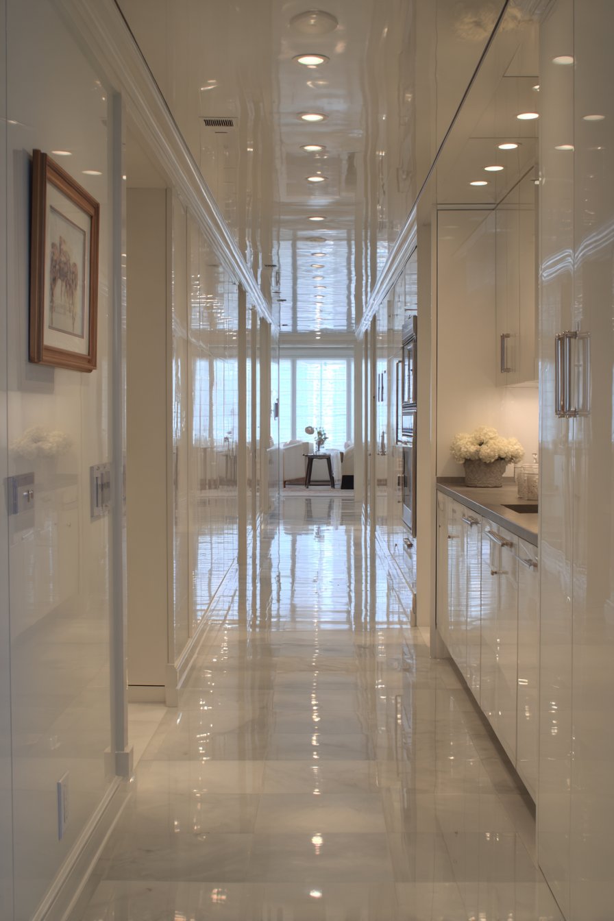 Bright White Galley Kitchen