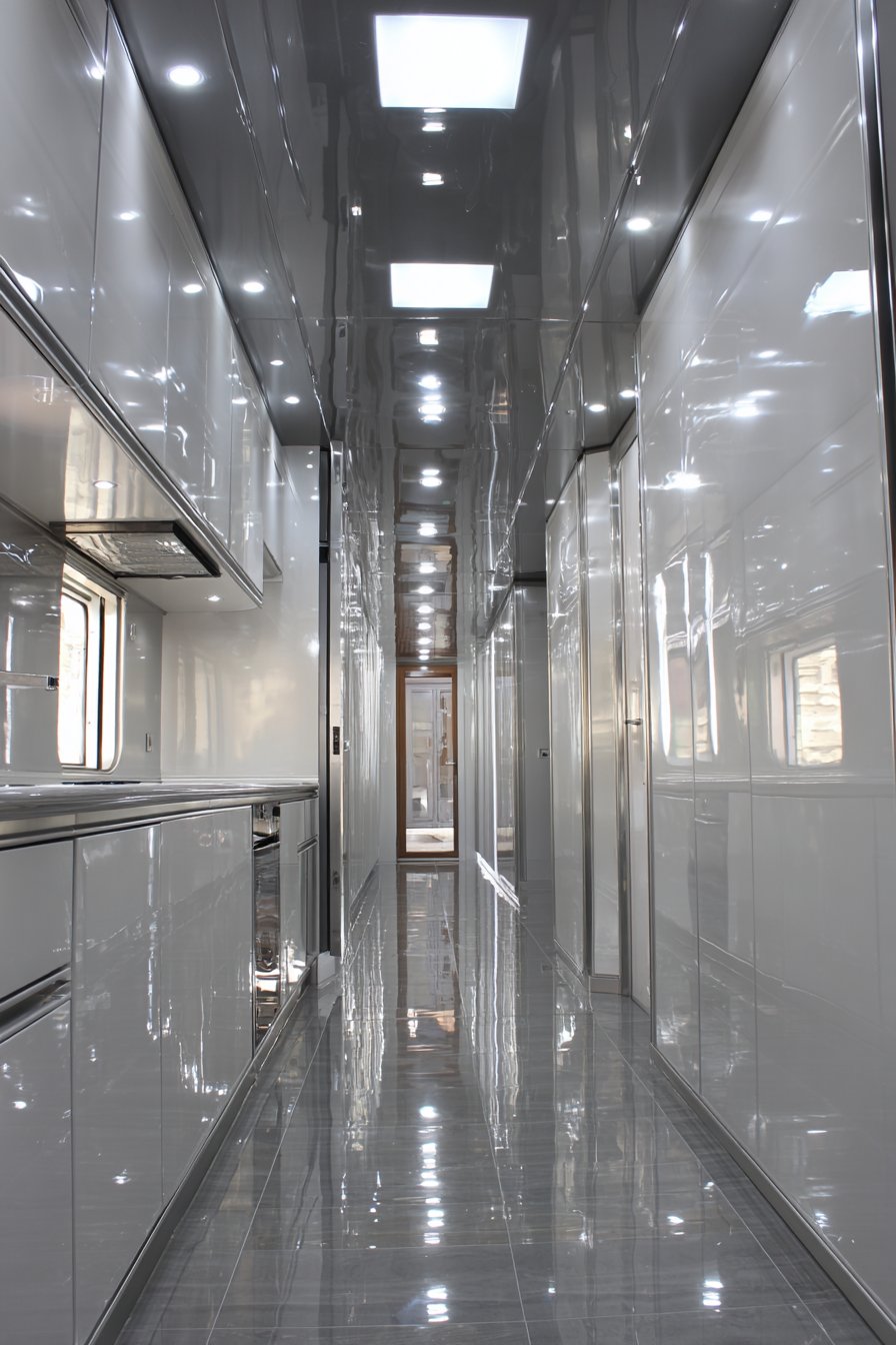 Bright White Galley Kitchen