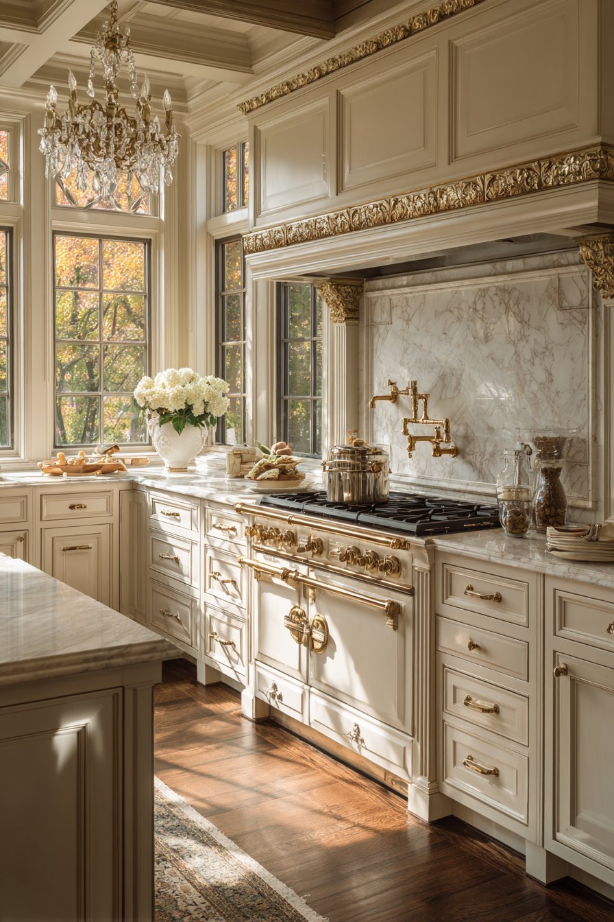Traditional Gold Leaf Crown Molding Kitchen