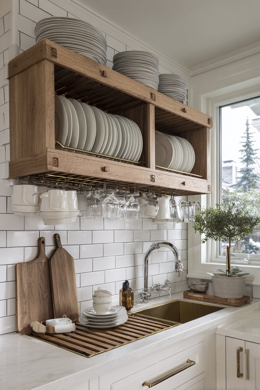 Traditional Oak Dish Drying Rack