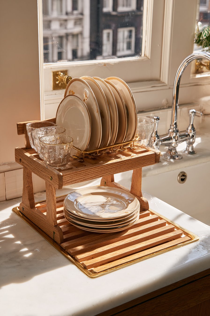 Traditional Oak Dish Drying Rack