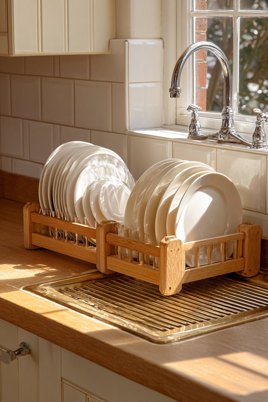 Traditional Oak Dish Drying Rack