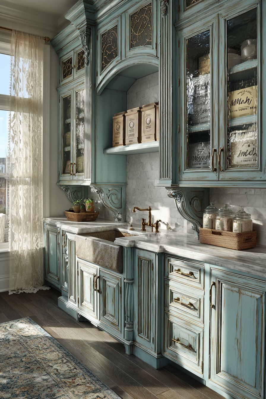 Vintage Mint Green with Ornate Details