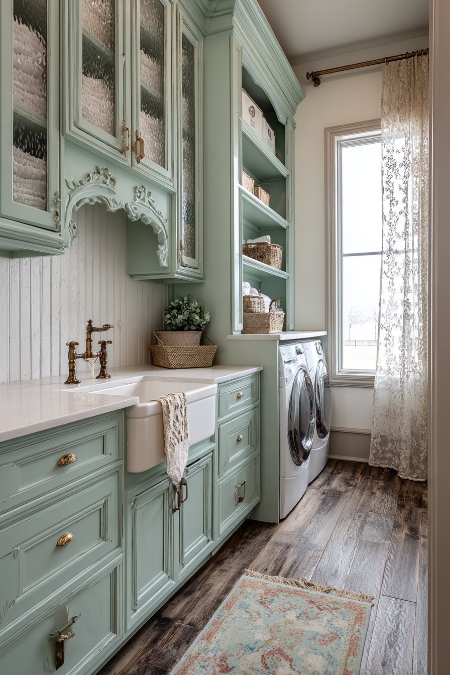 Vintage Mint Green with Ornate Details