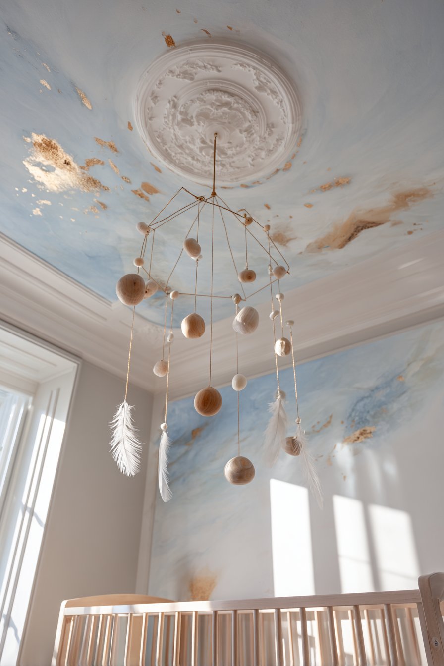 Handcrafted Mobile with Ceiling Medallion