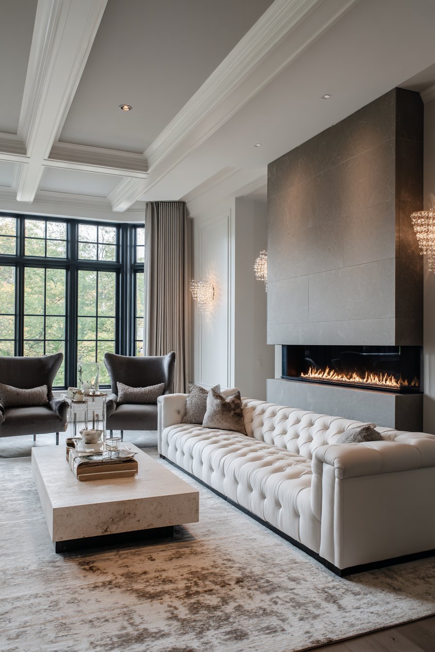 Traditional-Modern Fusion with Ivory Bouclé